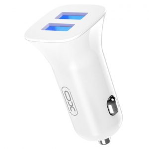 XO TZ10 12W Autós gyorstöltő szett USB-C kábellel fehér 2.4A