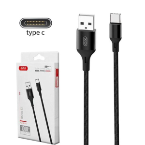 XO szövetes NB143 USB to USB-C adatkábel 2m fekete