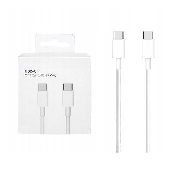 USB-C mobil töltő- és adatkábel 2m fehér dobozos (Max 25w)