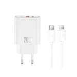 Hálózati töltő XO CE40 20W gyorstöltő USB és USB-C gyorstöltő + USB-C adatkábel NB299