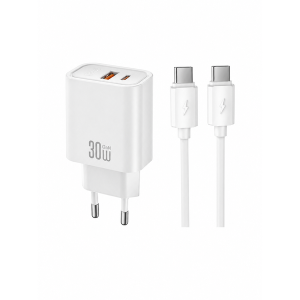 Hálózati töltő XO CE42 30W USB és USB-C gyorstöltő USB-C adatkábellel (NB299)