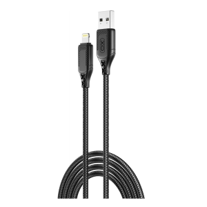 XO szövetes NB235 Zebra 2.4A USB to Lightning adatkábel 1m fekete