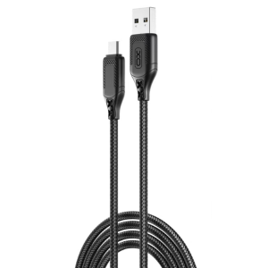 XO szövetes NB235 Zebra 2.4A USB to microUSB adatkábel 1m fekete