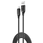 XO szövetes NB235 Zebra 2.4A USB to USB-C adatkábel 1m fekete