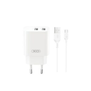 Hálózati töltő XO CE55 2db USB 2.4A gyorstöltő + USB-C adatkábel