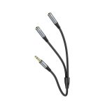 Kábel AUX 2in1 Jack 3,5 mm (male) to 2 x Jack 3,5 mm (female) Hoco 0,25 m UPA21 metal gray