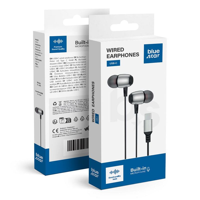 Vezetékes fülhallgató USB C (DAC) Blue Star M09C 1,2 m black